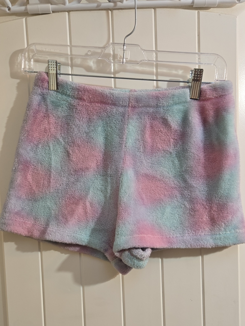 George Children XL (14-16) High-Waist Plush Lounge Shorts in Pastel Pink & Mint
